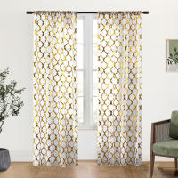 2 Piezas De Cortinas Sheer Con Patrón Geométrico Para Decoración De Sala De Estar Y Dormitorio Material De Poliéster 100% - details 3
