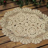 Matriz De Mesa Oval Vintage Crocheted Shabby Chic De Algodón Hecha a Mano Para Bodas Y Eventos Decoración De Hogar 30x45cm - details 0