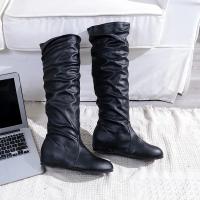 Botas De Mujer De Talla Grande 35-43 Botines Planos De Primavera Otoño Estilo Occidental Botas Largas Con Tacón Medio Material PU - details 25