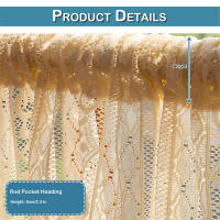 Cortinas Boho Tela Voile Transparente Para Cocina Sala De Estar Dormitorio Con Borlas Cortina Corta De Tela Transparente Filtro De Luz - details 4