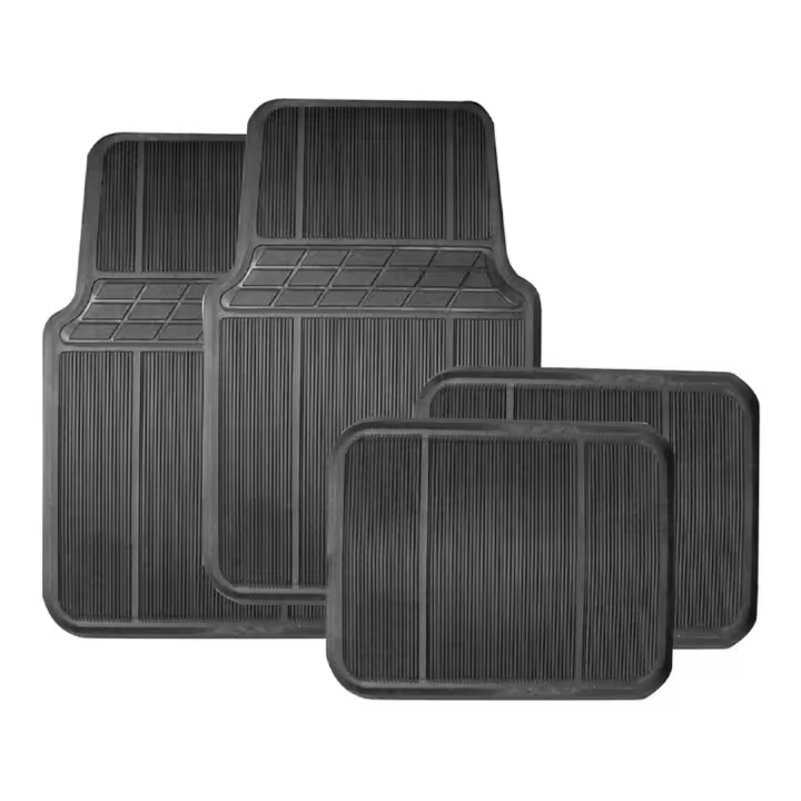 HOGUITA-Juego de 4 Alfombras de Goma Ligera para Coche,Alfombrillas Universales para Coche,Antideslizantes,Alfombras Delanteras y Traseras,Color Negro - 1