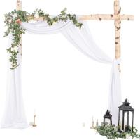 Arco De Boda En Blanco Con Encaje Chiffon 1 Panel Cortina Transparente Para Fondo De Ceremonia De Boda Color Champán - details 3