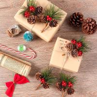 10Pcs Conos De Pino Y Ramas De Pino Con Berros Rojos Artificiales Para Adornos De Navidad Arbol De Navidad Guirnalda DIY Regalos Decorativos - details 7