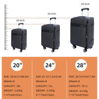 S7 STAR LG61850-LG61855 Set 3 Maleta Tela de Viaje, Juego 3pizas Equipaje Blanda con 4 Ruedas Giratorias Multidireccionales 360°, Maleta Expandible Gran Capacidad Asa Telescópica 20+24+28in - details 1