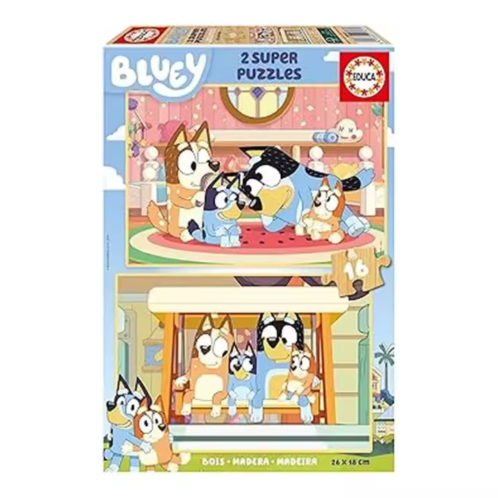 Educa Set de Puzzles Infantiles de Madera Bluey 2x16 Piezas 20347 - 1