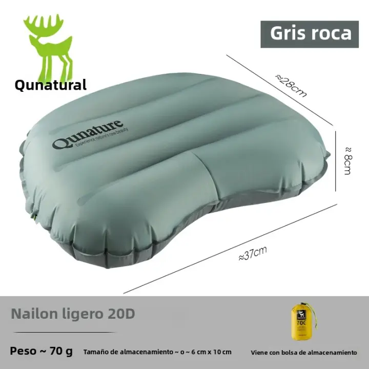 Qunature Almohada De Camping Inflable Ligera Y Cómoda Para Viajes Y Senderismo Al Aire Libre Y Avión - 1