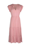 Vestido Largo Medio De Verano Para Mujer Con Manga Volante Y Cuello V Estilo Casual Suelto A-Line Sin Capucha Material Viscosa Y Poliéster - details 29