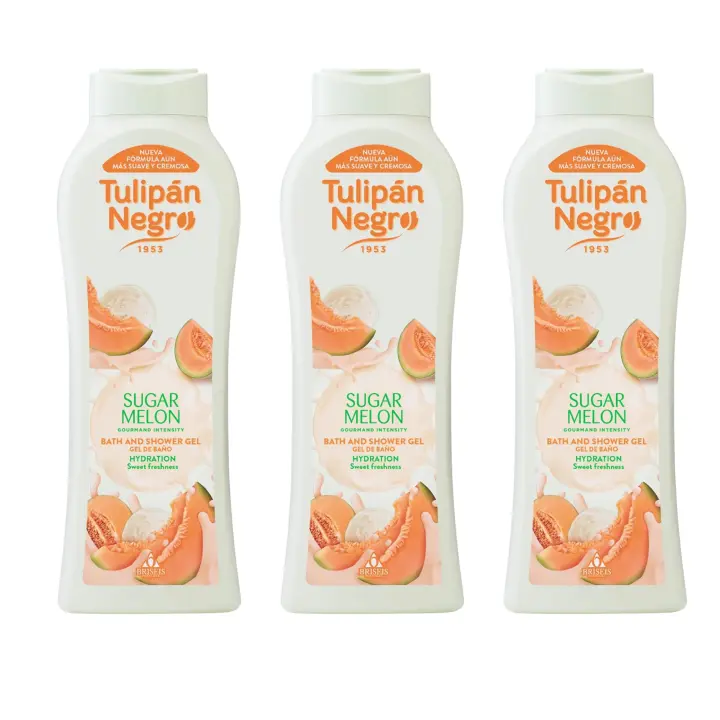 Tulipán Negro Pack 3 Gel Corporal  Sugar Melon 650ml | Hidratación, Frescura y Aroma Dulce para el Cuidado Diario - 1