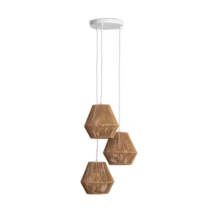 Ledkia Lámpara Colgante Papel Trenzado Trilla 3 Focos ILUZZIA - Diseño Natural y Resistente - 1
