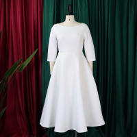Vestido Elegante Para Mujer 2024 Moderno Cuello Redondo Tres Cuartos Ajustado a La Cadera A-Line Midi Fiesta Cumpleaños Cena Boda - details 8