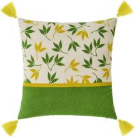 STARLEY-Set de 2 Cojines de Hojas Amarillo y Verde de algodón Natural de 45x45 cm con Relleno - details 1