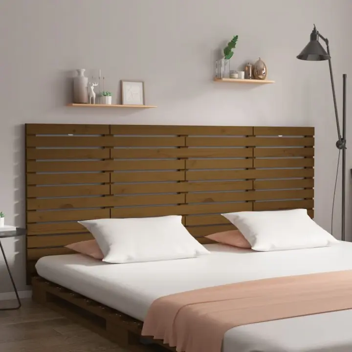 vidaXL Cabecero cama pared madera maciza pino marrón miel 206x3x91,5cm - 1