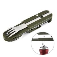 Cuchutlería De Acero Inoxidable Para Camping Cuchillo Plato Cuchara Plegables Portátiles Utensilios De Cocina Para Exteriores - details 5