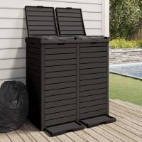 vidaXL Cubo de basura de exterior polipropileno 78x41x86 cm Color Negro,  Marrón claro, y mas - details 0