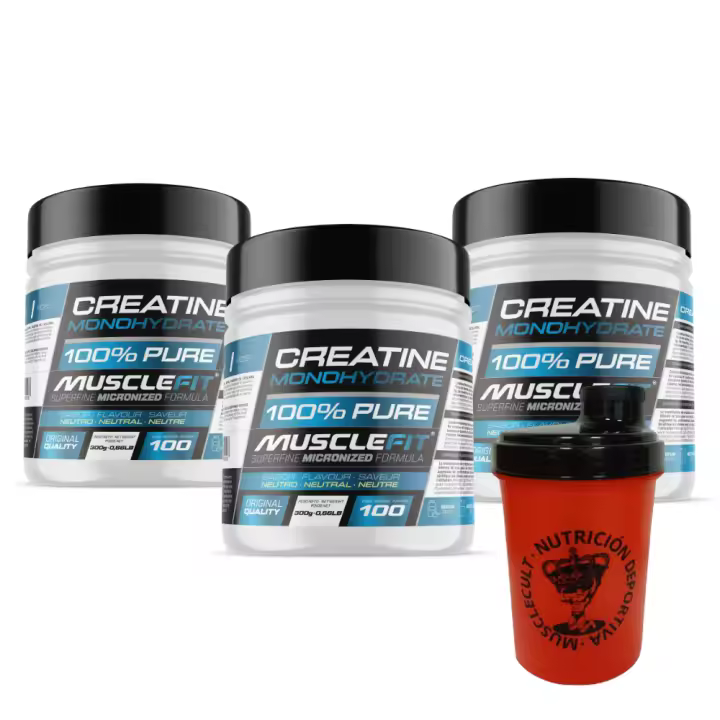 Pack 3 Creatina Monohidrato Micronizada + Shaker (regalo) - MuscleFit │Pack Súper Ahorro │MuscleVip - 1