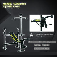 HOMCOM Banco de Pesas Reclinable Banco de Musculación Multifuncional con Altura Ajustable para Fitness Entrenamiento Completo en Gimnasio y Casa Carga 250 kg 175x110x202 cm Negro - details 4