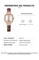 Reloj De Mujer POEDAGAR De Cuadrado Con Diamantes De Moda Calidad Superior Resistente Al Agua De Cuero Cuero Reloj De Cuarzo Elegante Para Dama - details 7