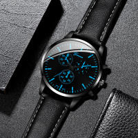 Reloj De Negocios Para Hombre 2PCS/set Reloj Analógico De Cuarzo Con Correa De Cuero Casual Joyería De Pulsera - details 4