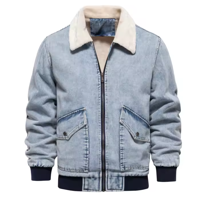 Chaqueta vaquera de terciopelo para hombre, top vaquero lavado de calidad informal, talla europea, otoño e invierno, novedad de 2024 - 1