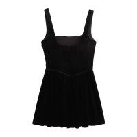 Vestido De Noche Para Mujer ZBZA Con Cuello Cuadrado Y Tirantes Anchos Bolsillos Ocultos Cierre De Zipper Chic Para Navidad Y Otoño Invierno - details 19