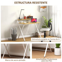 HOMCOM Escritorio Plegable Mesa de Escritorio Plegable con Estante Abierto Escritorio Pequeño para Estudio Hogar Oficina 86x66x82 cm Natural - details 5
