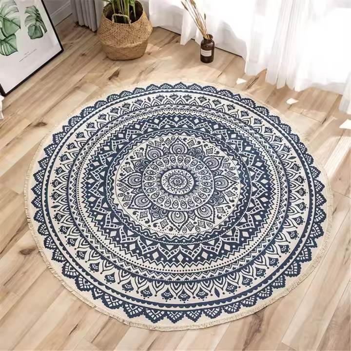 Alfombra redonda Mandala - Algodón - Estilo bohemio - Diámetro: 92 cm - Sunny - 1