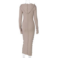 Dulzura Mujer Vestido Largo De Manga Carga Moda Otoño Invierno Streetwear Fronterizo Negro Slim Fit Polyester Spandex Mid-Calf - details 3