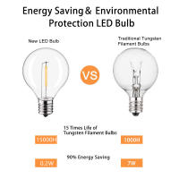 Guirnalda de luces LED para exterior, 7,6 m, G40, para jardín, 10 bombillas irrompibles, lámpara colgante esférica impermeable para patio, porche, bistró, balcón, decoración, casquillo E12. - details 4