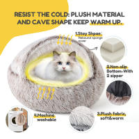 Cama De Gato Y Perro Redonda De Peluche Suave 2 En 1 Con Funda Cama De Muelles Para Mascotas Pequeñas Cueva Caliente Para Dormir - details 4