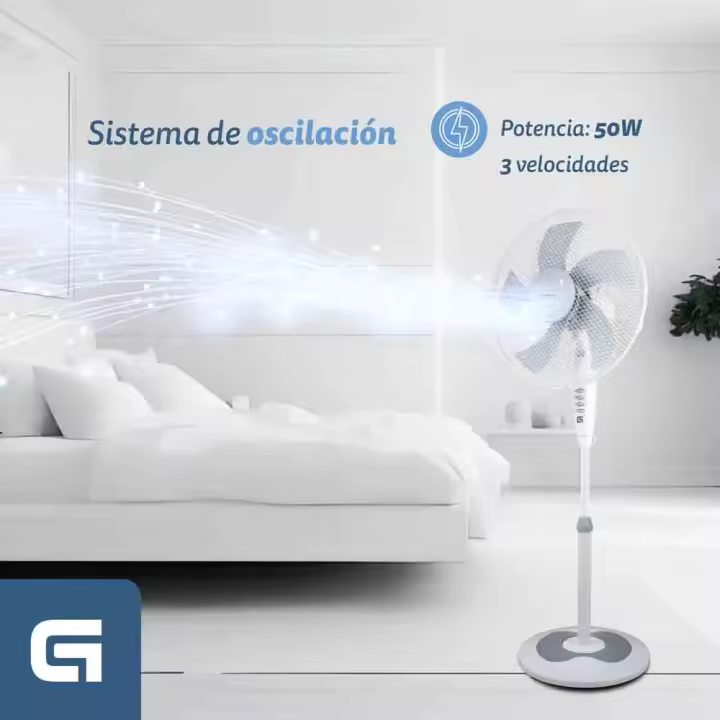 Ventilador de Pie FAN-165R - Base redonda  - 50W - Blanco - 1