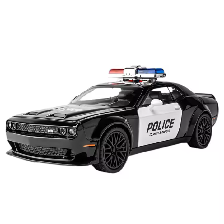 Coche De Juguete Dodge Hellcat 1:32 Metal Con Sonido Y Luz Modelo De Coche De Policía Pull Back Para Niños a Escala 1:32 - 1