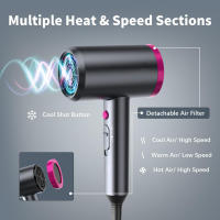 Secador de Pelo Iónico Profesional 1800W con Difusor y Boquilla, Secado Rápido de Alta Potencia, Control de Temperatura y Aire Frío, Secador para Mujeres y Hombres, Ideal para Hogar, Salón y Viajes - details 3