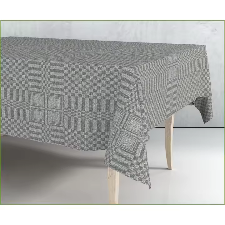 Mantel de Hule Estampado por Metros - Cuadro Tejido Gris 43323-1    mantel por metros; manteles; mantel barato; mantel jardín - 1
