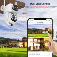 Cámara De Seguridad IP 1080P Dual-lens Wifi PTZ Exterior Con Visión Nocturna Humana Detecta Y Auto Seguimiento Doble Pantalla Camhi - details 4