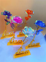 Regalo Creativo De Día De San Valentín Rosa De Oro 24K Duradera Decoración De Boda Iluminación De Flores Eterna Amarillo Y Rojo Para Aniversarios Cumpleaños Bodas - details 19