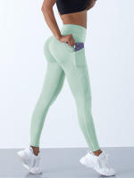 Leggings De Cintura Alta Para Mujer Con Bolsillos Pantalones De Yoga Elásticos Para Fitness Y Correr Talla Verdadera - details 9