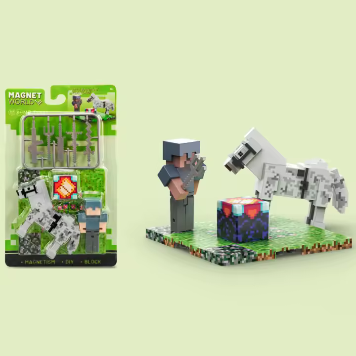 Bloques De Construcción Magnéticos Con Mini Figuras Y Animales Para Niños Y Niñas Tema MC Juguetes Educativos STEM Regalos Para Niños Y Niñas - 1