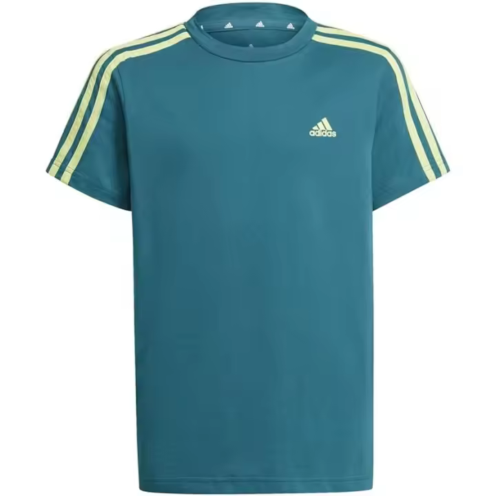 Adidas Camiseta Niños Verde con Líneas Fluorescentes (HE9304) - Ropa Deportiva Infantil - 1