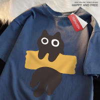 Camiseta Japonesa Estilo Adhesiva Con Estampado De Gato Manga Corta Algodón Talla Grande Hombre Mujer Verano O-Neck Tees - details 13