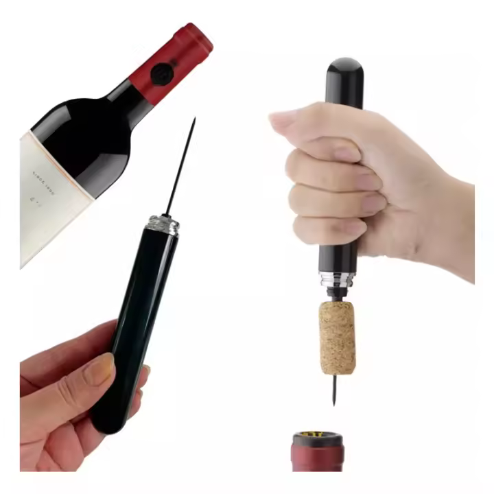 Bomba De Aire Portátil Para Abrevidrios Con Corte De Sellador - Fácil Remoción De Tapa Para Amantes Del Vino Material De Acero Inoxidable - 1