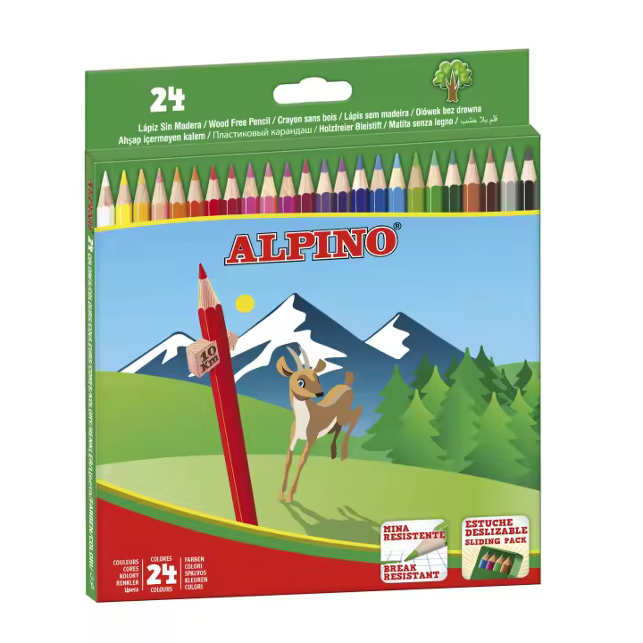 Alpino Lápices de Colores 24 o 36 Unidades | Lápices de Colores para Niños y Adultos | Dibuja y Colorea con Colores Vivos y Brillantes | Material Escolar | Estuche Forma Hexagonal, Mina Resistente 3mm - 1