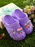 Clogs Casuales Para Niñas Con Decoraciones De Corazones Secado Rápido Ligeros Y Antideslizantes Adecuados Para Baños Internos Y Externos - details 2