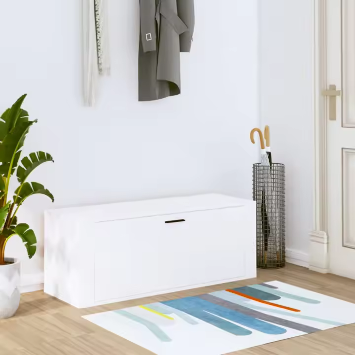 vidaXL Mueble zapatero pared madera contrachapada blanco 100x35x38 cm - 1