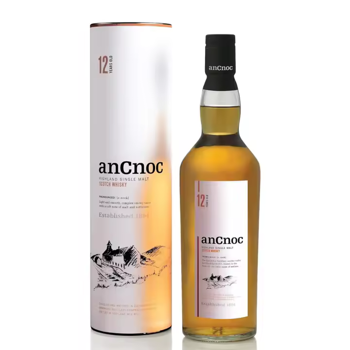 Whisky AnCnoc 12 Años - Botella 70 CL - Highland Single Malt Scotch - 40% - 1