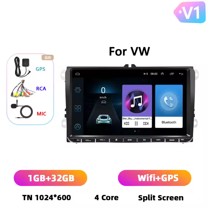 Podofo Radio de coche Android 2 Din para VW PASSAT B6 B7 CC POLO Skoda Octavia Superb Seat Altea Leon Carplay 8+128GB AI Voice WIFI+4G DSP GPS Navegación Multimedia Reproductor de Video - 1