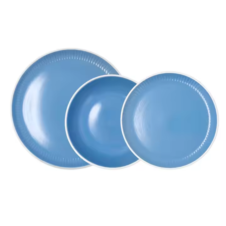 Vajilla Moana Bidasoa 12 piezas 4 servicios borde pintado azul - 1