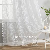 Cortina Blanca De Encaje Con Patrón De Flores Transparente Y Grommet Para Decoración De Sala De Estar Y Dormitorio 1 Pieza - details 2