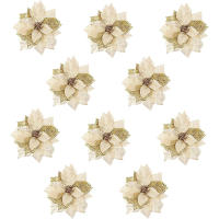 1/5Pcs Ornamentos De Navidad Dorados Con Flores Artificiales 20cm Decoración Para El Hogar Y Árbol De Navidad 2024 - details 9