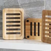 Caja De Jabón De Bambú Natural Soporte Para Dishes De Baño Anti-moho Con Orificio Para Drenaje Herramientas Del Baño - details 10