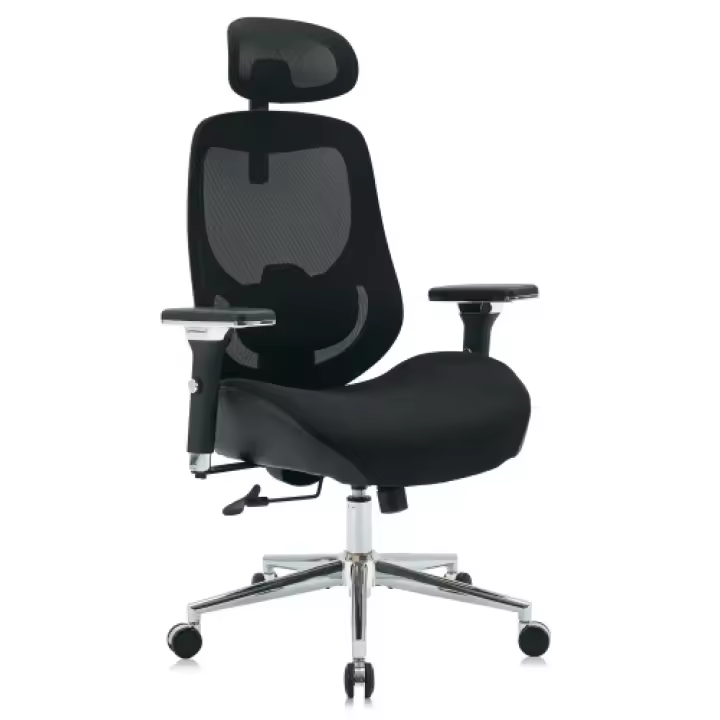 Silla de Oficina ergonómica con reposabrazos ajustables en 4D para personas Altas, Silla Alta de rejilla, soporte lumbar, reposacabezas para oficina en casa, función de inclinación de 120 - 1